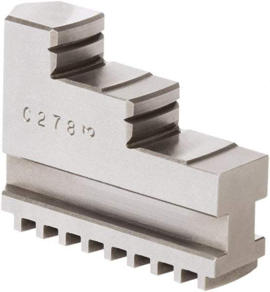 Samchully - 9" Max Chuck Diam Compatibility, Steel Square Serrated Hard Lathe Top Jaws - 2 Steps, 24mm Wide x 85mm Long x 64.5mm High - Best Tool & Supply