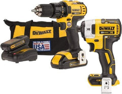 DeWALT - 20 Volt 1/2" Chuck Pistol Grip Handle Cordless Drill - 0-600 & 0-2000 RPM, Keyless Chuck, Reversible, 2 Lithium-Ion Batteries Included - Best Tool & Supply