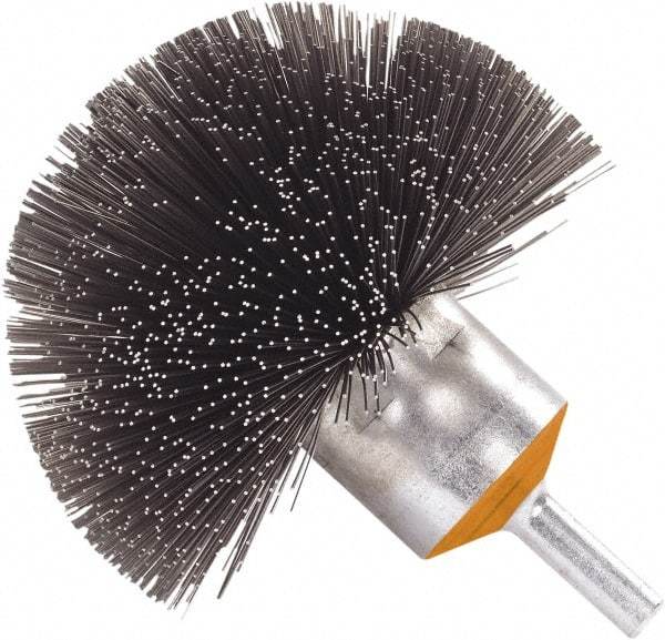 WALTER Surface Technologies - 3" Brush Diam, Crimped, End Brush - 1/4" Diam Shank, 3" Pilot Diam, 15,000 Max RPM - Best Tool & Supply