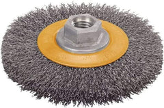 WALTER Surface Technologies - 4-1/2" OD, 5/8-11 Arbor Hole, Crimped Steel Wheel Brush - 5/8" Face Width, 1" Trim Length, 0.0118" Filament Diam, 12,500 RPM - Best Tool & Supply