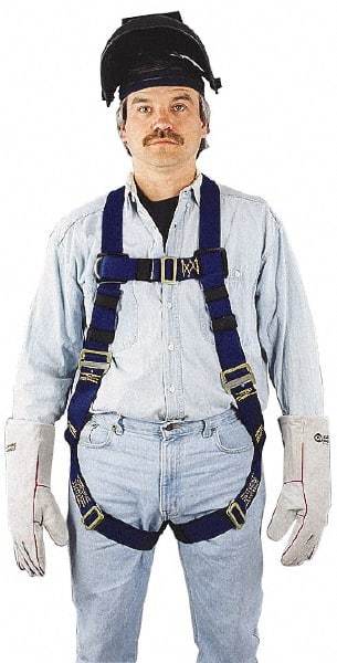 Miller - 400 Lb Capacity, Size Universal, Full Body Welders Safety Harness - Nomex, Mating Leg Strap, Mating Chest Strap, Blue - Best Tool & Supply