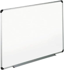 UNIVERSAL - 48" High x 72" Wide Erasable Melamine Marker Boards - Aluminum/Plastic Frame, 74.6" Deep, Includes Accessory Tray/Rail & Mounting Kit - Best Tool & Supply