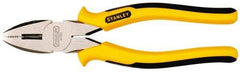 Stanley - 8-3/4" OAL, 1-31/64" Jaw Length, Side Cutting Linesman's Pliers - Serrated Jaw, Round Nose Head, TPR Handles - Best Tool & Supply