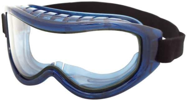 Sellstrom - Size Universal, Clear Polycarbonate Anti-Fog & Scratch Resistant Lens, Safety Goggles - Indirect Vent, Blue Plastic Frame, Over the Glass Style - Best Tool & Supply