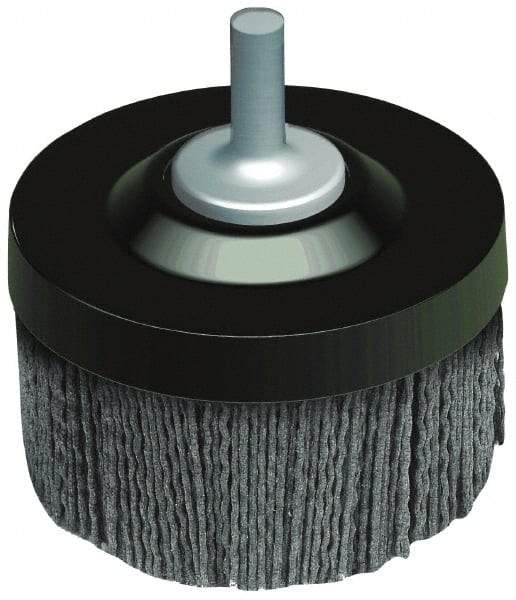 Osborn - 1-1/2" 120 Grit Silicon Carbide Crimped Disc Brush - Fine Grade, Quick Change Connector, 1-3/8" Trim Length, 1/4" Shank Diam - Best Tool & Supply