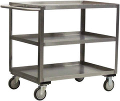 Jamco - 1,200 Lb Capacity, 36" Wide x 18" Long x 35" High Shelf Cart - 3 Shelf, Stainless Steel, 2 Rigid/2 Swivel Casters - Best Tool & Supply