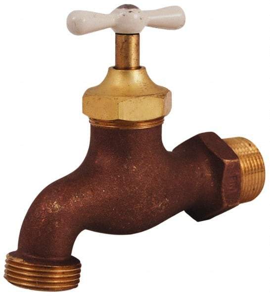 Legend Valve - 3/4" Pipe, 125 psi WOG Rating, Brass Hose Bibb, Stop Valve - T Handle, MNPT x MGHT End Connections, Use with Potable Water Applications - Best Tool & Supply