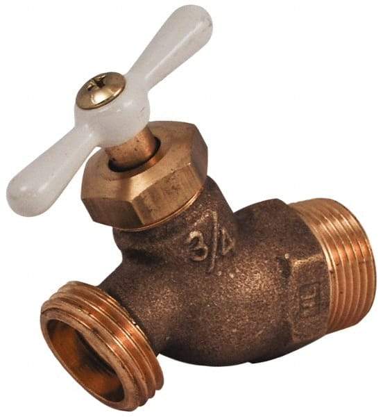 Legend Valve - 3/4" Pipe, 125 psi WOG Rating, Brass Hose Bibb, Stop Valve - T Handle, MNPT x MGHT End Connections, Use with Potable Water Applications - Best Tool & Supply