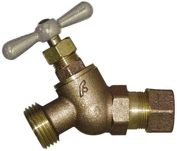 Legend Valve - 1/2" Pipe, 125 psi WOG Rating, Brass Hose Bibb, Stop Valve - T Handle, MGHT End Connections, Use with Potable Water Applications - Best Tool & Supply