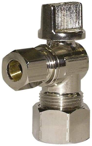 Legend Valve - NPT 1/2 Inlet, 125 Max psi, Chrome Finish, Carbon Steel Water Supply Stop Valve - 3/8 Compression Outlet, Angle, Silver Handle, For Use with Potable Water Applications - Best Tool & Supply