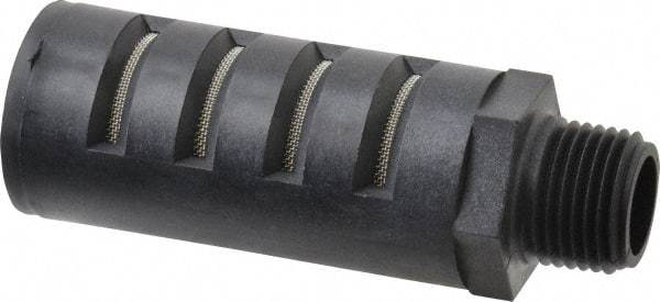 PRO-SOURCE - 1/2 Male NPT, 1" Hex, 3-35/64" OAL, Muffler - 150 Max psi, Glass Filled Nylon - Best Tool & Supply