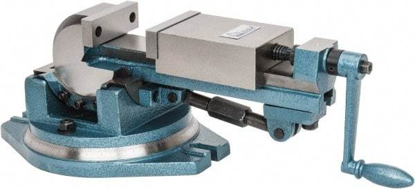 Gibraltar - 4" Jaw Width, 4-11/64" Jaw Opening Capacity, 3-Way Angle Swivel Machine Vise - Manual Operation, 1 Station, 20" Long x 7.28" High x 1-1/2" Deep, Cast Iron - Best Tool & Supply