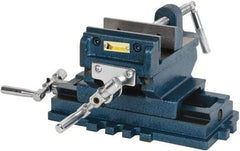 Interstate - 3-35/64" Jaw Opening Capacity x 1.18" Throat Depth, Horizontal Drill Press Vise - 4" Wide x 1.18" High Jaw, Cross Slide Base, Standard Speed, 8" OAL x 5.1" Overall Height, Cast Iron - Best Tool & Supply