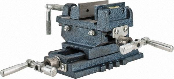 Interstate - 2-23/32" Jaw Opening Capacity x 1" Throat Depth, Horizontal Drill Press Vise - 3" Wide x 27/32" High Jaw, Cross Slide Base, Standard Speed, 5-7/16" OAL x 4.72" Overall Height, Cast Iron - Best Tool & Supply