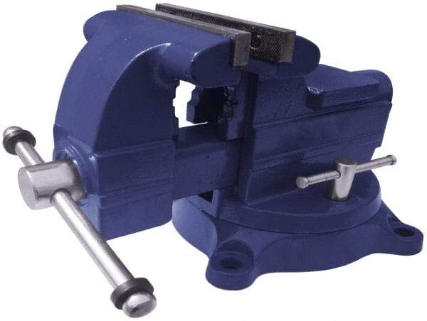 Gibraltar - 6-1/2" Jaw Width x 5-1/2" Jaw Opening Capacity, 3-11/16" Throat Depth, Bench & Pipe Combination Vise - 1/8 to 2-1/2" Pipe Capacity, Swivel Base, Bolt Down Attachment, Ductile Iron - Best Tool & Supply