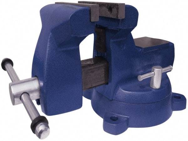 Gibraltar - 5" Jaw Width x 5-1/4" Jaw Opening Capacity, 3-3/4" Throat Depth, Bench & Pipe Combination Vise - 1/4 to 2-1/2" Pipe Capacity, Swivel Base, Bolt Down Attachment, Ductile Iron - Best Tool & Supply