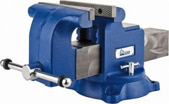 Gibraltar - 8" Jaw Width x 8" Jaw Opening Capacity, 4" Throat Depth, Bench & Pipe Combination Vise - 3/4 to 3" Pipe Capacity, Swivel Base, Bolt Down Attachment, Ductile Iron - Best Tool & Supply