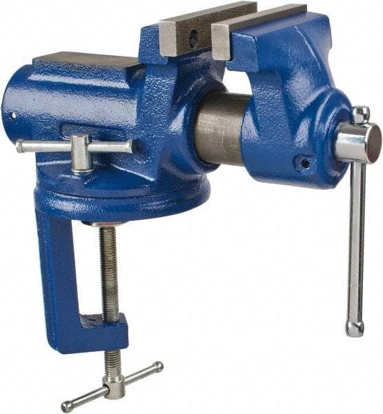 Gibraltar - 4" Jaw Width, 2-1/4" Opening Capacity, 2" Throat Depth, Cast Iron Stationary Bench Vise - Clamp-On Base Attachment - Best Tool & Supply