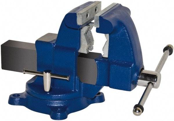 Gibraltar - 8-1/2" Jaw Width x 7-1/2" Jaw Opening Capacity, 6" Throat Depth, Bench & Pipe Combination Vise - 1/8 to 4-1/2" Pipe Capacity, Swivel Base, Bolt Down Attachment, Ductile Iron - Best Tool & Supply