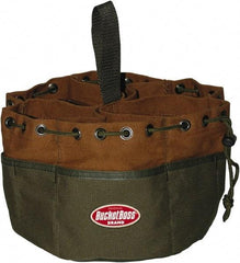 Bucket Boss - 19 Pocket Brown & Green Canvas Tool Tote - 10" Wide x 10" Deep x 6" High - Best Tool & Supply