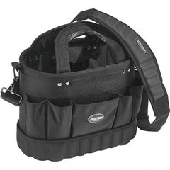 Bucket Boss - 13 Pocket Black Ballistic Polyester Tool Tote - 14" Wide x 8" Deep x 10" High - Best Tool & Supply