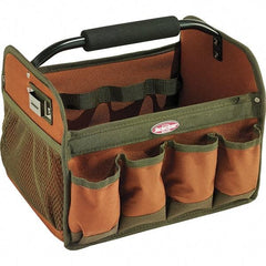 Bucket Boss - 23 Pocket Brown & Green Polyester Tool Bag - 12" Wide x 10" Deep x 11" High - Best Tool & Supply