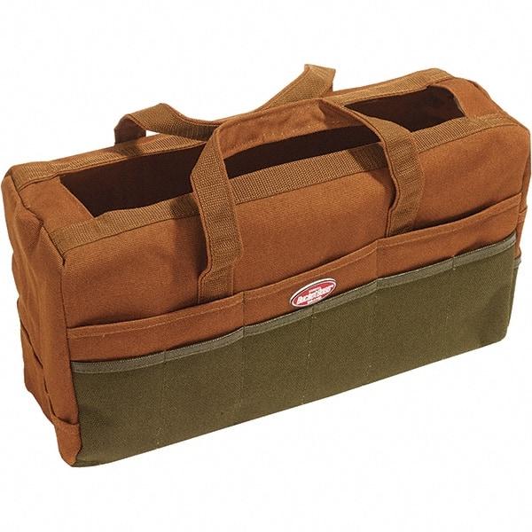 Bucket Boss - 30 Pocket Brown & Green Canvas Tool Bag - 17" Wide x 6" Deep x 10" High - Best Tool & Supply