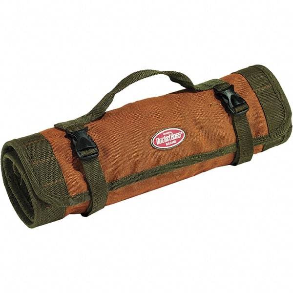 Bucket Boss - 22 Pocket Brown & Green Canvas Tool Roll - 25" Wide x 1/8" Deep x 14" High - Best Tool & Supply