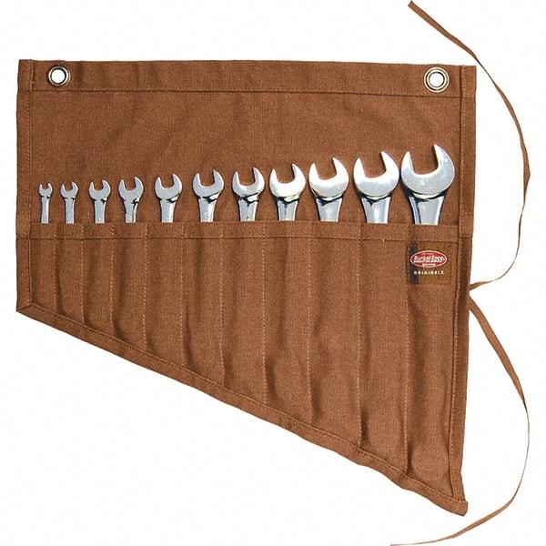 Bucket Boss - 11 Pocket Brown Canvas Tool Roll - 18-3/4" Wide x 1/2" Deep x 18-1/4" High - Best Tool & Supply