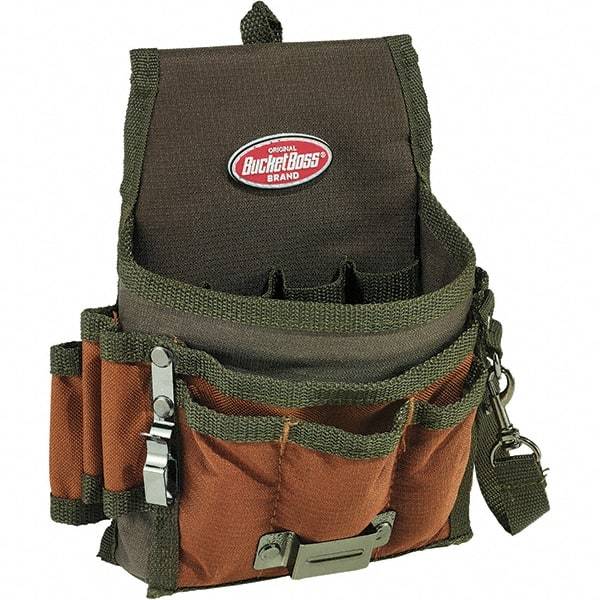 Bucket Boss - 9 Pocket General Purpose Holster - Polyester, Brown & Green - Best Tool & Supply