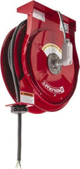 Reelcraft - 10 AWG, 50' Cable Length, Cord & Cable Reel with Flying Lead End - 0 Outlets, 30 Amps, 125 Volts, SEOOW Cable, Red Reel, Spring Driven Reel - Best Tool & Supply