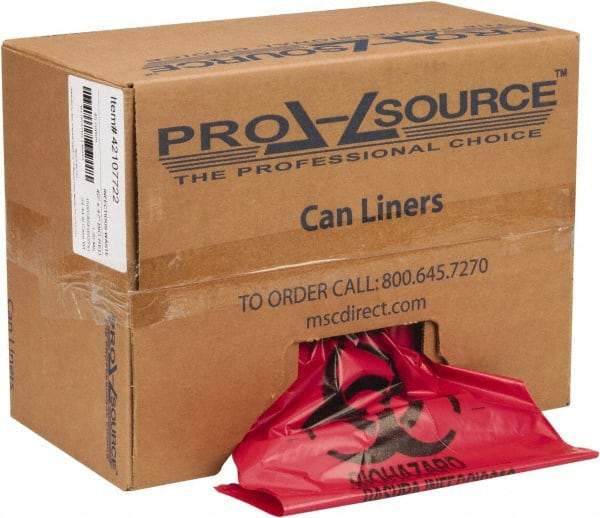 PRO-SOURCE - 45 Gal Capacity, Red, Hazardous Waste Bag - 1.3 mil Thick x 40" Wide x 47" High, Roll - Best Tool & Supply