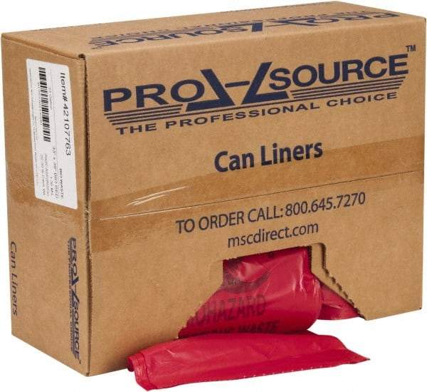 PRO-SOURCE - 33 Gal Capacity, Red, Hazardous Waste Bag - 1.3 mil Thick x 33" Wide x 39" High, Roll - Best Tool & Supply