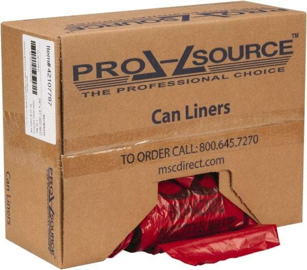 PRO-SOURCE - 16 Gal Capacity, Red, Hazardous Waste Bag - 1.3 mil Thick x 24" Wide x 31" High, Roll - Best Tool & Supply