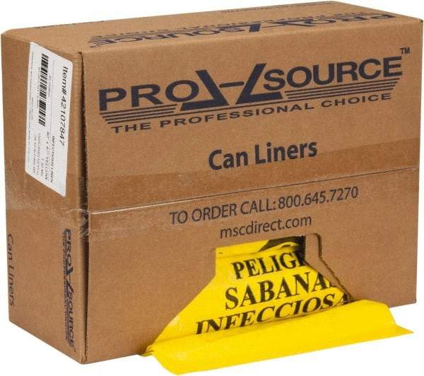 PRO-SOURCE - 45 Gal Capacity, Yellow, Hazardous Waste Bag - 1.3 mil Thick x 40" Wide x 47" High, Roll - Best Tool & Supply