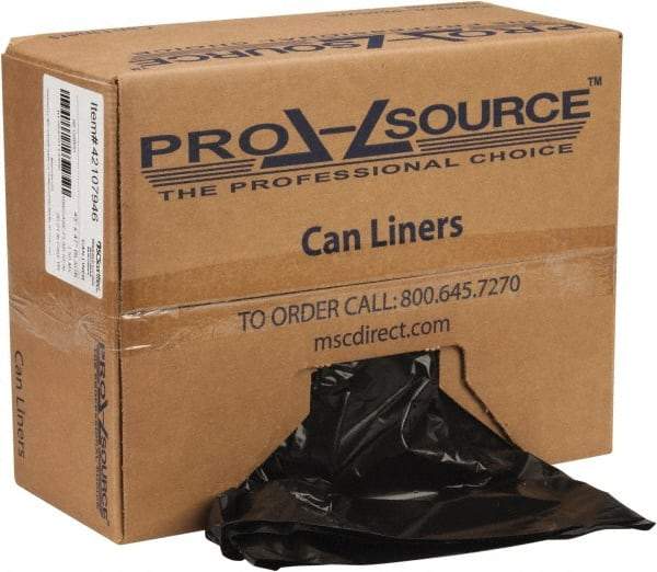 PRO-SOURCE - 1.5 mil Thick, Heavy-Duty Trash Bags - Linear Low-Density Polyethylene (LLDPE), Flat Pack Dispenser, 43" Wide x 47" High, Black - Best Tool & Supply