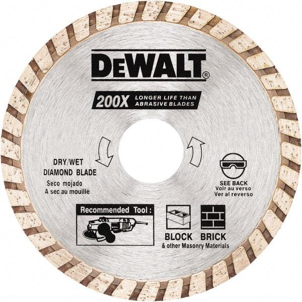 DeWALT - 4" Diam, 5/8 & 7/8" Arbor Hole Diam, Wet & Dry Cut Saw Blade - Diamond Matrix, Standard Round Arbor - Best Tool & Supply