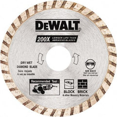 DeWALT - 4" Diam, 5/8 & 7/8" Arbor Hole Diam, Wet & Dry Cut Saw Blade - Diamond Matrix, Standard Round Arbor - Best Tool & Supply