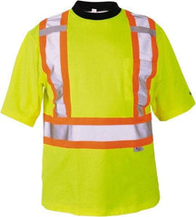 Viking - Size 3XL, Hi-Viz Lime, High Visibility, Short Sleeve T-Pocket, - 55" Chest, 1 Pocket, Cotton/Polyester/Mesh - Best Tool & Supply