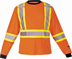 Viking - Size XL, Hi-Viz Orange, High Visibility, Long Sleeve T-Pocket, - 47" Chest, 1 Pocket, Cotton/Polyester - Best Tool & Supply