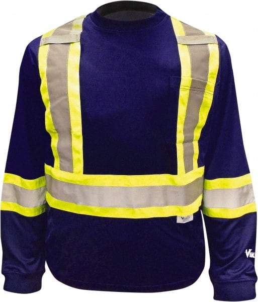 Viking - Size 2XL, Navy Blue, High Visibility, Long Sleeve T-Pocket, - 51" Chest, 1 Pocket, Cotton/Polyester - Best Tool & Supply