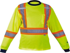 Viking - Size L, Hi-Viz Lime, High Visibility, Long Sleeve T-Pocket, - 43" Chest, 1 Pocket, Cotton/Polyester - Best Tool & Supply