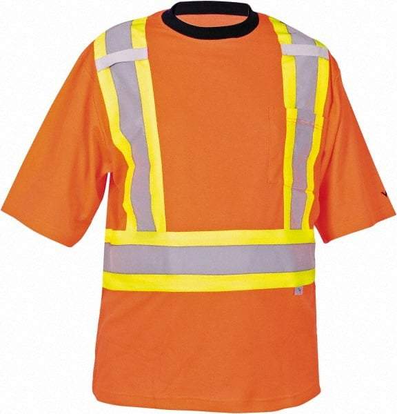 Viking - Size M, Hi-Viz Orange, High Visibility, Short Sleeve T-Pocket, - 40" Chest, 1 Pocket, Cotton/Polyester/Mesh - Best Tool & Supply