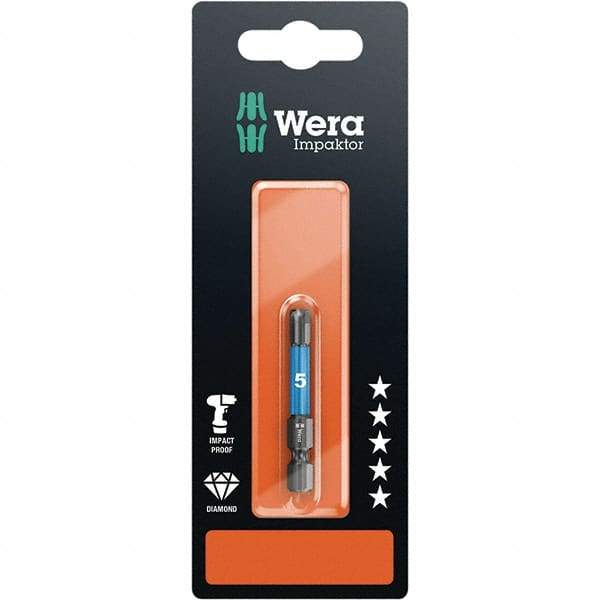 Wera - 5mm Hex Screwdriver Bit - 1/4" Drive, 50mm OAL - Best Tool & Supply