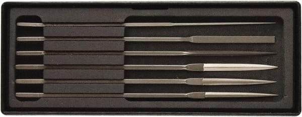 Value Collection - 6 Piece Needle Pattern File Set - Fine Coarseness, Set Includes Comprise, Pillar, Half Round, Crossing, Square, Round, Barrette - Best Tool & Supply