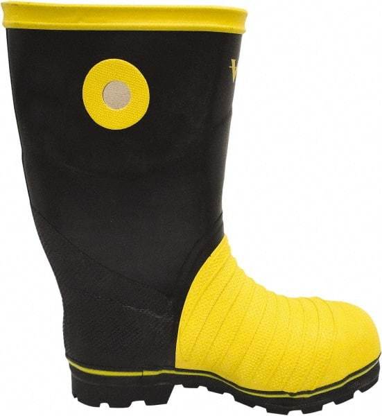 Viking - Men's Size 11 Medium Width Steel Work Boot - Black, Yellow, Rubber Upper, Nitrile Rubber Outsole, 14" High, Non-Slip, Chemical Resistant, Waterproof, Electric Shock Resistant - Best Tool & Supply