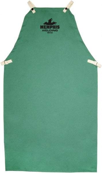 MCR Safety - 24 x 42" Flame Resistant/Retardant & Welding Bib Apron - Cotton, 9 oz Material, Green, Snap Closure - Best Tool & Supply