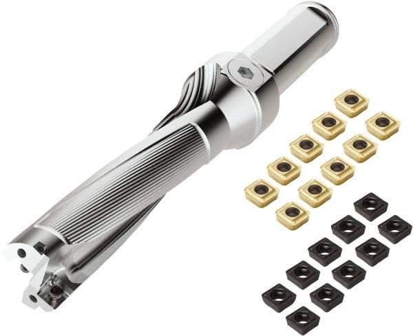 Seco - 3-1/2" Max Drill Depth, 4xD, 7/8" Diam, Indexable Insert Drill - 2 Inserts, 1" Shank Diam, Weldon Flat Shank - Best Tool & Supply