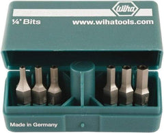 Wiha - 10 Piece, 1/4" Drive Screwdriver Tamperproof Bit Set - 3/32 to 3/16" Hex - Best Tool & Supply