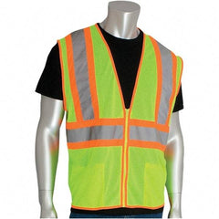 PIP - Size S High Visibility Yellow Mesh General Purpose Vest - 54" Chest, ANSI 107, Zipper Closure, 2 Pockets, Polyester - Best Tool & Supply